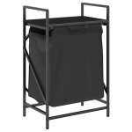Vidaxl panier � linge 1 compartiment avec �tag�re en ch�ne noir