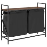 Vidaxl panier � linge � 2 compartiments avec �tag�re ch�ne brun