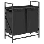 Vidaxl panier � linge � 2 compartiments avec �tag�re en ch�ne noir