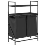 Vidaxl panier � linge � 2 compartiments avec �tag�res en ch�ne noir