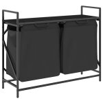 Vidaxl panier � linge � 2 compartiments avec �tag�re en ch�ne noir