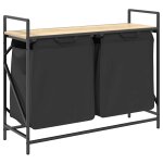 Vidaxl panier � linge � 2 compartiments avec �tag�re ch�ne sonoma