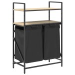Vidaxl panier � linge � 2 compartiments avec �tag�res ch�ne sonoma