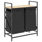 Vidaxl panier � linge � 2 compartiments avec �tag�re ch�ne sonoma