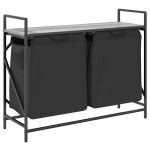 Vidaxl panier � linge 2 compartiments avec �tag�re gris sonoma