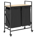 Vidaxl panier � linge � 2 compartiments avec roulettes ch�ne sonoma