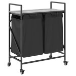 Vidaxl panier � linge � 2 compartiments avec roulettes gris sonoma
