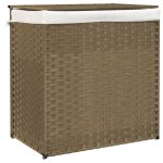 Vidaxl panier � linge avec 2 sections 53x35x57 cm r�sine tress�e
