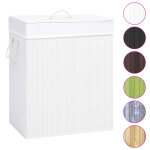 Vidaxl panier � linge avec 2 sections bambou blanc 100 l