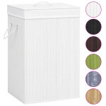 Vidaxl panier  linge avec 2 sections bambou blanc 72 l