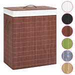 Vidaxl panier � linge avec 2 sections bambou marron 100 l
