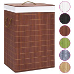 Vidaxl panier � linge avec 2 sections bambou marron 72 l