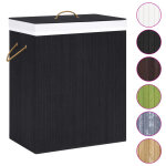 Vidaxl panier  linge avec 2 sections bambou noir 100 l