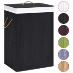 Vidaxl panier  linge avec 2 sections bambou noir 72 l