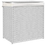 Vidaxl panier � linge avec 2 sections blanc 53x35x57 cm r�sine tress�e