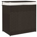 Vidaxl panier � linge avec 2 sections marron fonc� 53x35x57 cm