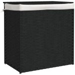 Vidaxl panier � linge avec 2 sections noir 53x35x57 cm r�sine tress�e