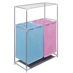 Vidaxl paniers à linge à 2 sections 2 pcs et une étagère pour séchage Vidaxl paniers à linge à 2 sections 2 pcs et une étagère pour séchage