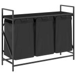 Vidaxl panier � linge 3 compartiments avec �tag�re en ch�ne noir