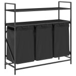 Vidaxl panier � linge � 3 compartiments avec �tag�res en ch�ne noir