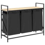 Vidaxl panier � linge � 3 compartiments avec �tag�re ch�ne sonoma