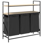 Vidaxl panier � linge � 3 compartiments avec �tag�res ch�ne sonoma