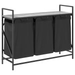 Vidaxl panier � linge 3 compartiments avec �tag�re gris sonoma