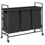 Vidaxl panier � linge � 3 compartiments avec roulettes ch�ne noir