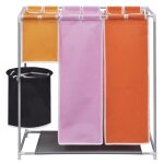 Vidaxl panier  linge  3 sections avec un bac de lavage