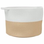 Vidaxl panier � linge beige et blanc �55x36 cm coton
