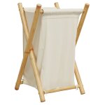 Vidaxl panier � linge blanc cr�me 41, 5x36x63, 5 cm bambou