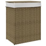Vidaxl panier � linge avec couvercle 46x33x60 cm r�sine tress�e