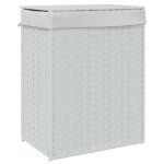 Vidaxl panier � linge avec couvercle blanc 46x33x60 cm r�sine tress�e