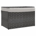 Vidaxl panier � linge avec couvercle gris 55, 5x35x34 cm r�sine tress�e