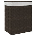 Vidaxl panier � linge avec couvercle marron fonc� r�sine tress�e