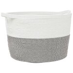 Vidaxl panier  linge gris et blanc 60x36 cm coton