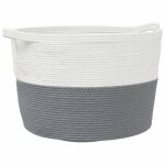 Vidaxl panier � linge gris et blanc �60x36 cm coton