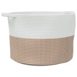 Vidaxl panier  linge marron et blanc 55x36 cm coton