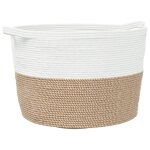 Vidaxl panier � linge marron et blanc �60x36 cm coton