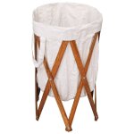 Vidaxl panier � linge pliable cr�me bois et tissu
