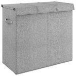 Vidaxl panier � linge pliable gris 64, 5x34, 5x59 cm tissu en faux lin