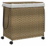 Vidaxl panier � linge avec roulettes 60x35x60, 5 cm r�sine tress�e