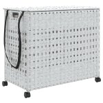 Vidaxl panier � linge avec roulettes blanc 66x35x60 cm r�sine tress�e