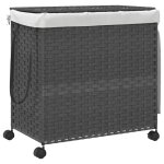 Vidaxl panier � linge avec roulettes gris 60x35x60, 5 cm r�sine tress�e