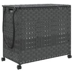 Vidaxl panier � linge avec roulettes gris 66x35x60 cm r�sine tress�e