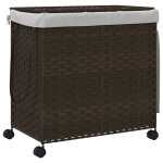 Vidaxl panier � linge avec roulettes marron fonc� 60x35x60, 5 cm