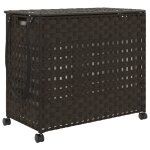 Vidaxl panier � linge avec roulettes marron fonc� 66x35x60 cm