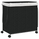 Vidaxl panier � linge avec roulettes noir 60x35x60, 5 cm r�sine tress�e