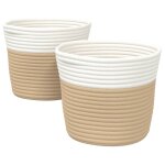 Vidaxl paniers de rangement 2 pcs beige et blanc 24x18 cm coton