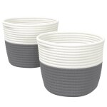 Vidaxl paniers de rangement 2 pcs gris et blanc 24x18 cm coton